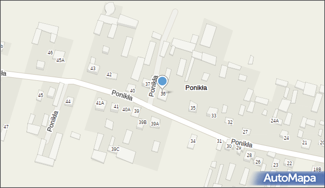 Ponikła, Ponikła, 36, mapa Ponikła