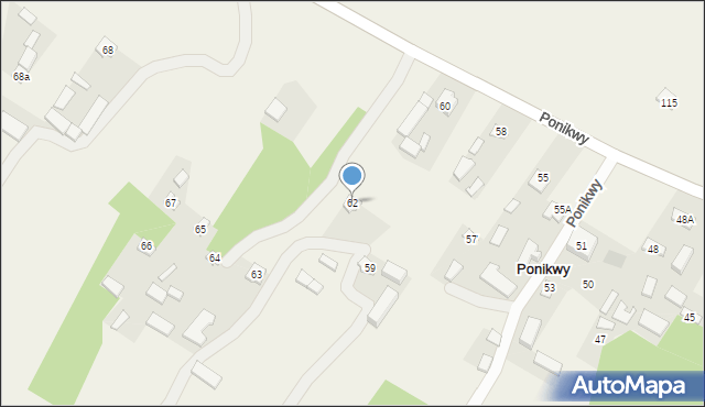 Ponikwy, Ponikwy, 62, mapa Ponikwy