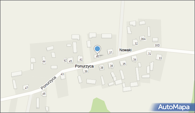 Ponurzyca, Ponurzyca, 40, mapa Ponurzyca