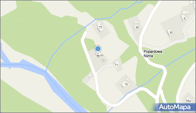 Popardowa, Popardowa, 55, mapa Popardowa