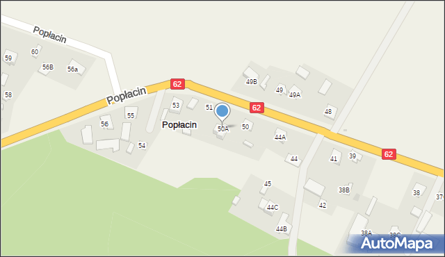 Popłacin, Popłacin, 50A, mapa Popłacin