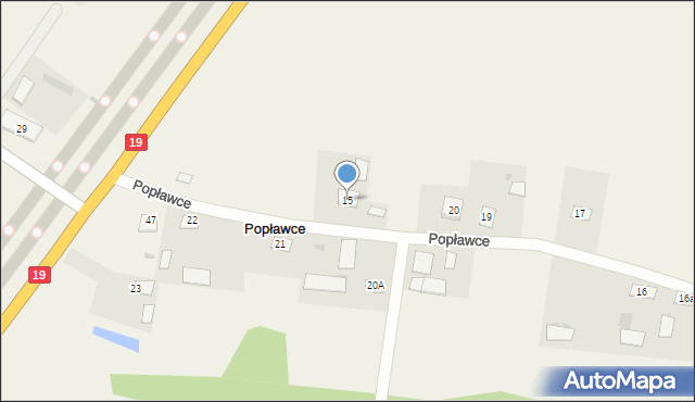 Popławce, Popławce, 15, mapa Popławce