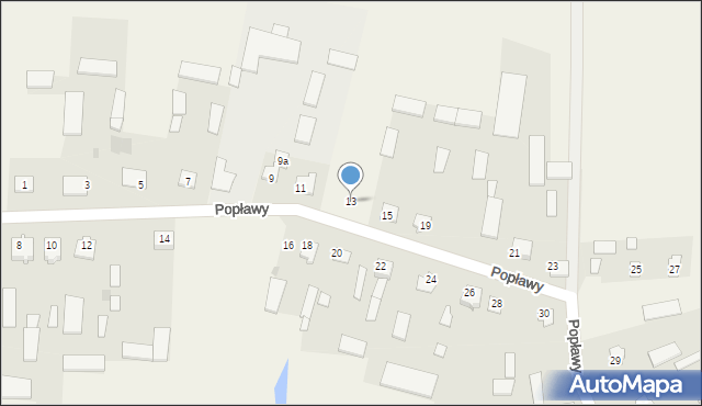 Popławy, Popławy, 13, mapa Popławy