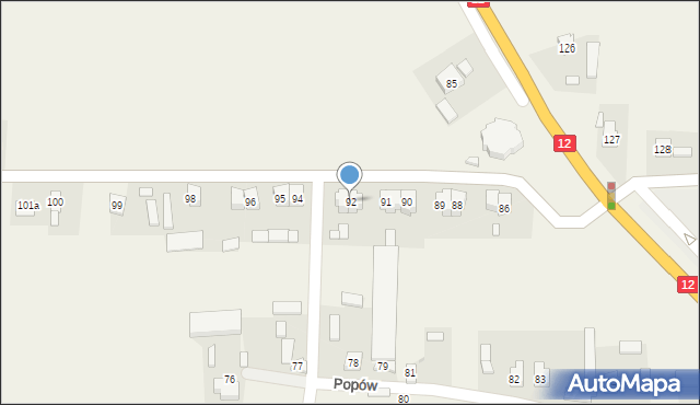 Popów, Popów, 92, mapa Popów