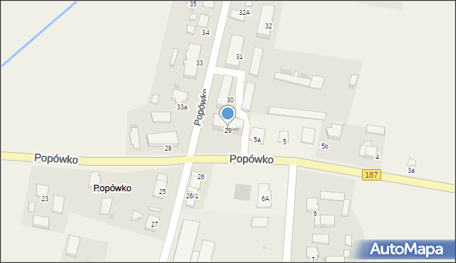 Popówko, Popówko, 29, mapa Popówko