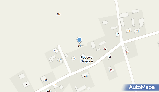 Popowo Salęckie, Popowo Salęckie, 14b, mapa Popowo Salęckie