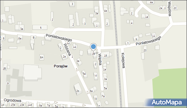 Porajów, Poniatowskiego, 16, mapa Porajów