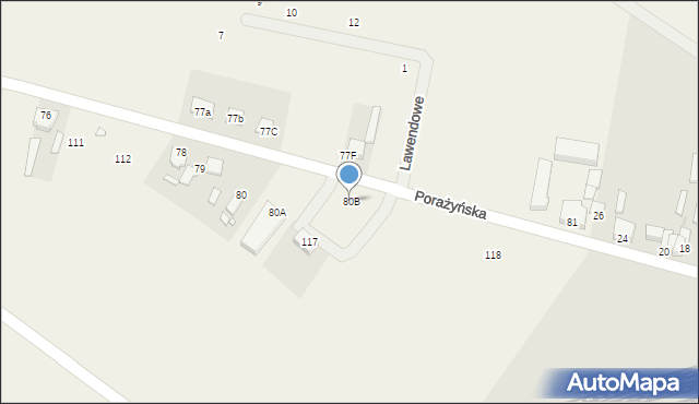 Porażyn, Porażyn, 80B, mapa Porażyn