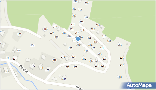 Poręba, Poręba, 303, mapa Poręba