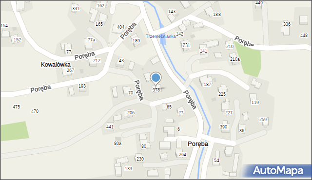 Poręba, Poręba, 378, mapa Poręba