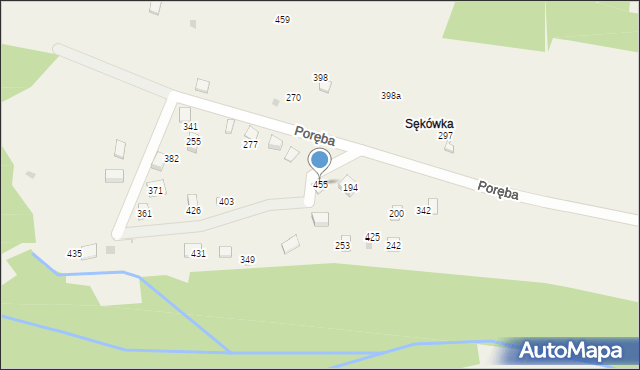 Poręba, Poręba, 455, mapa Poręba