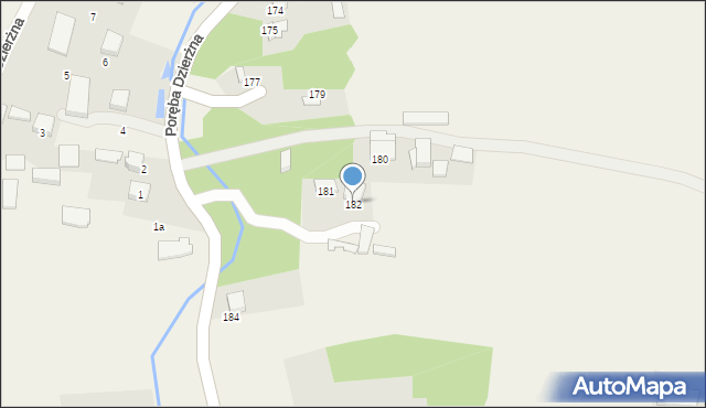 Poręba Dzierżna, Poręba Dzierżna, 182, mapa Poręba Dzierżna
