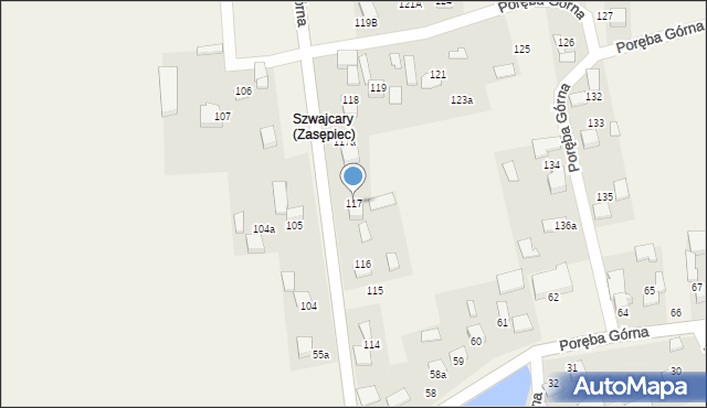 Poręba Górna, Poręba Górna, 117, mapa Poręba Górna