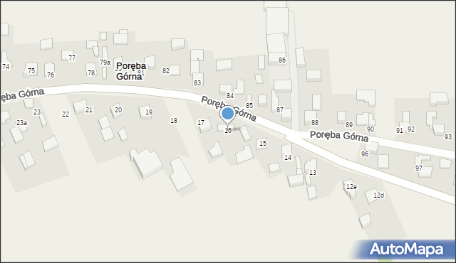 Poręba Górna, Poręba Górna, 16, mapa Poręba Górna