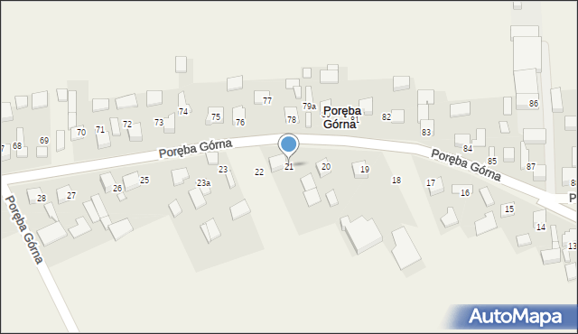 Poręba Górna, Poręba Górna, 21, mapa Poręba Górna