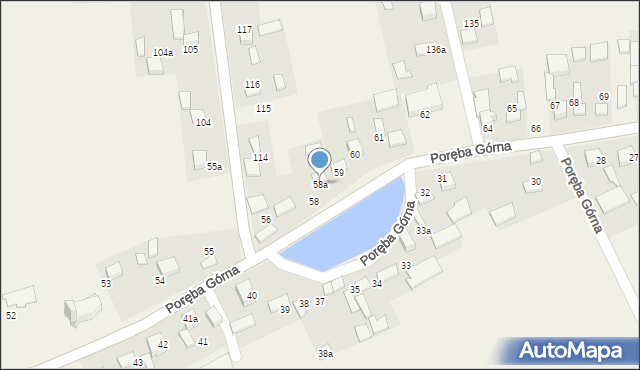 Poręba Górna, Poręba Górna, 58a, mapa Poręba Górna