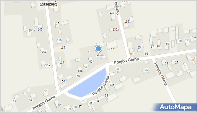Poręba Górna, Poręba Górna, 61, mapa Poręba Górna