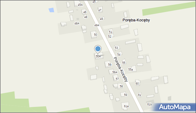 Poręba-Kocęby, Poręba-Kocęby, 50A, mapa Poręba-Kocęby