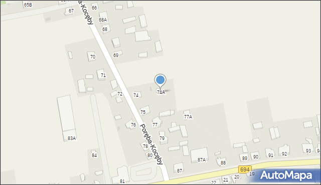 Poręba-Kocęby, Poręba-Kocęby, 74A, mapa Poręba-Kocęby