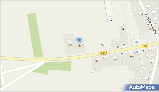 Poręba-Kocęby, Poręba-Kocęby, 86c, mapa Poręba-Kocęby