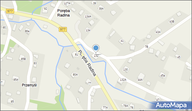 Poręba Radlna, Poręba Radlna, 132, mapa Poręba Radlna