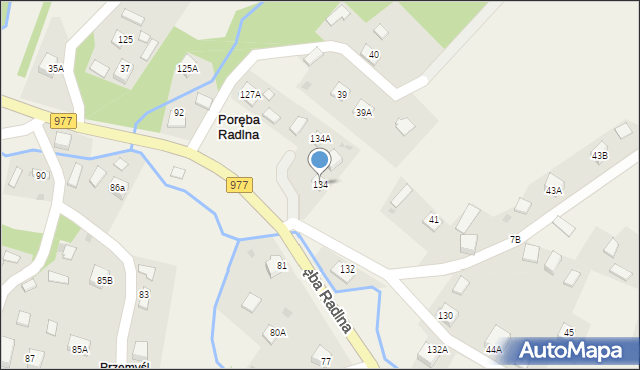 Poręba Radlna, Poręba Radlna, 134, mapa Poręba Radlna