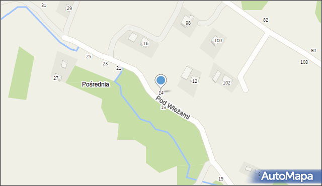 Poręba Spytkowska, Pod Wieżami, 14, mapa Poręba Spytkowska