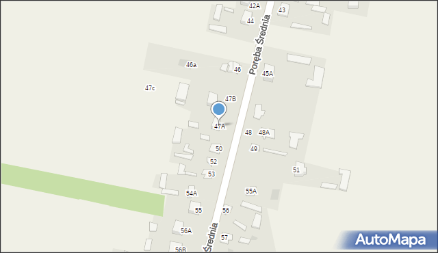 Poręba Średnia, Poręba Średnia, 47A, mapa Poręba Średnia