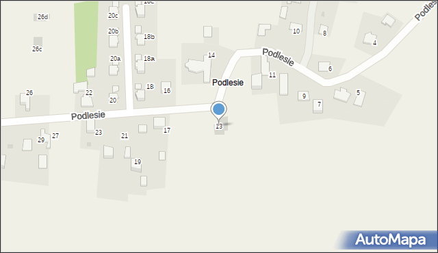 Poręba Wielka, Podlesie, 13, mapa Poręba Wielka