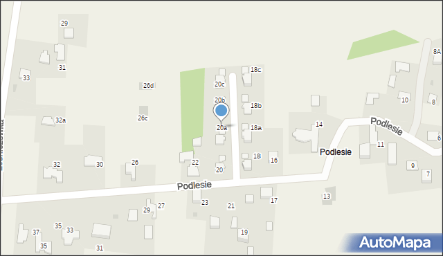 Poręba Wielka, Podlesie, 20a, mapa Poręba Wielka