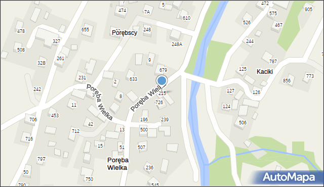 Poręba Wielka, Poręba Wielka, 215, mapa Poręba Wielka