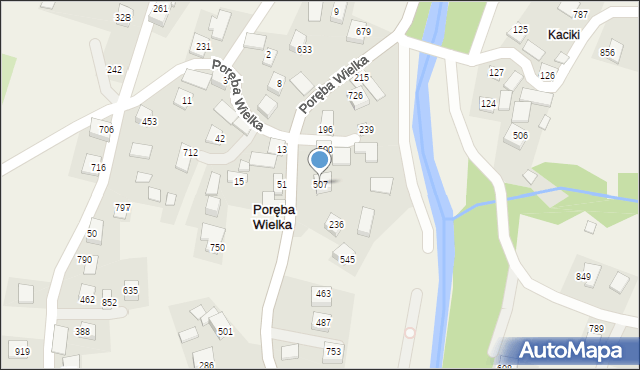 Poręba Wielka, Poręba Wielka, 507, mapa Poręba Wielka