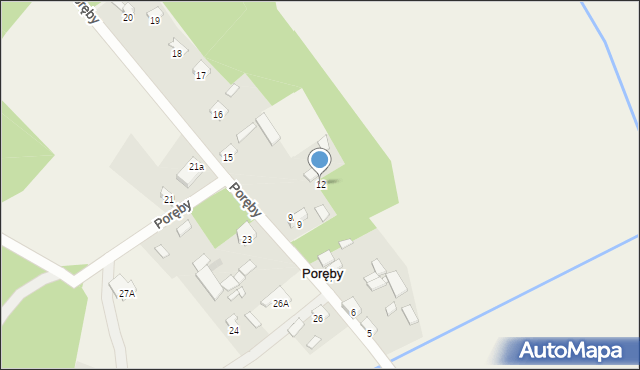 Poręby, Poręby, 12, mapa Poręby