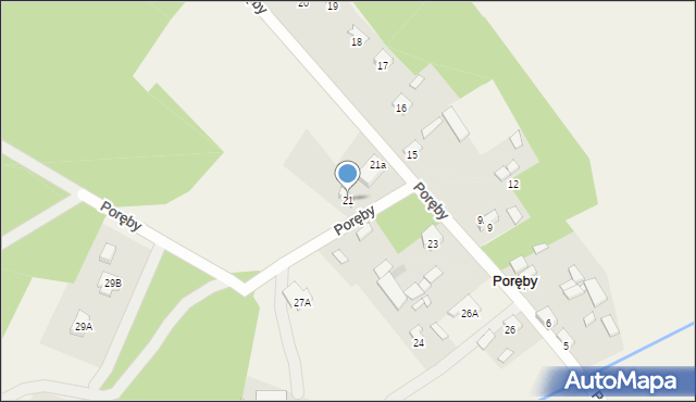 Poręby, Poręby, 21, mapa Poręby