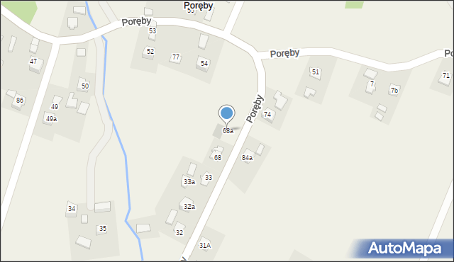 Poręby, Poręby, 68a, mapa Poręby