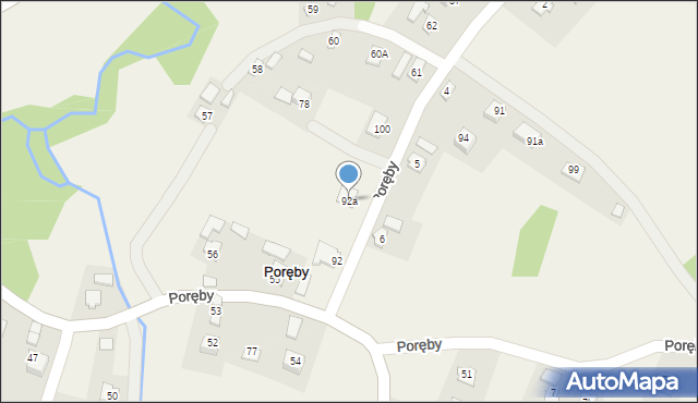 Poręby, Poręby, 92a, mapa Poręby