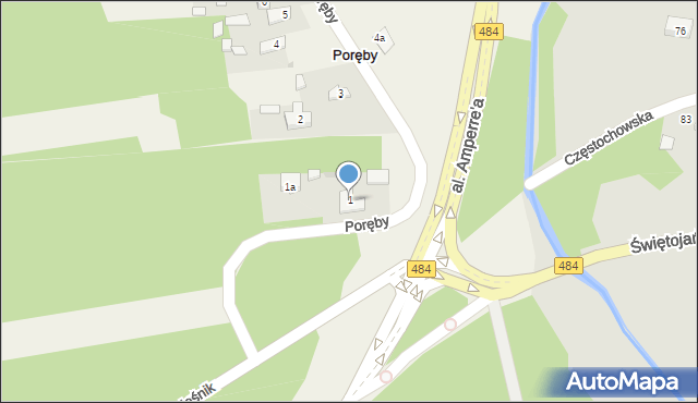 Poręby, Poręby, 1, mapa Poręby