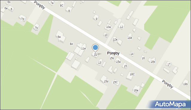 Poręby, Poręby, 11, mapa Poręby