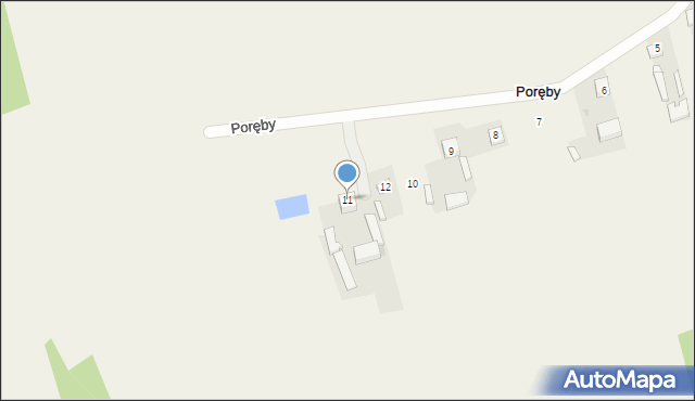 Poręby, Poręby, 11, mapa Poręby