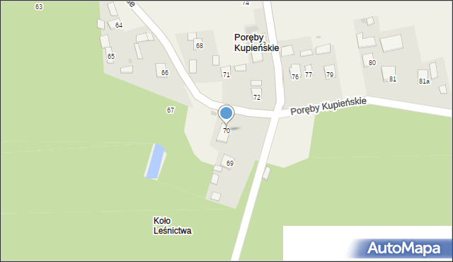 Poręby Kupieńskie, Poręby Kupieńskie, 70, mapa Poręby Kupieńskie