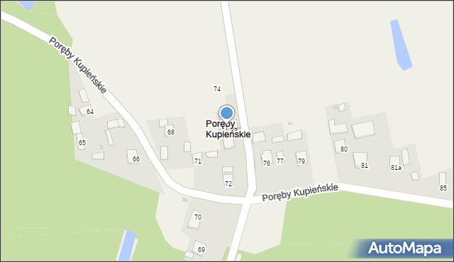 Poręby Kupieńskie, Poręby Kupieńskie, 73A, mapa Poręby Kupieńskie