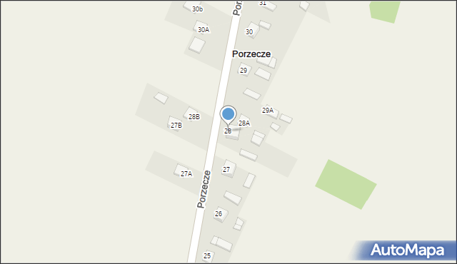 Porzecze, Porzecze, 28, mapa Porzecze