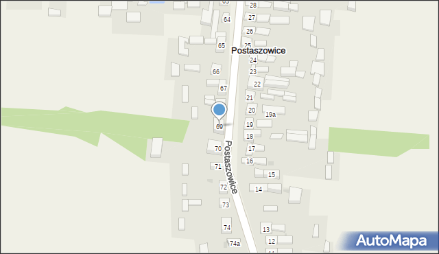 Postaszowice, Postaszowice, 69, mapa Postaszowice