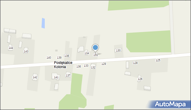 Postękalice, Postękalice, 131, mapa Postękalice