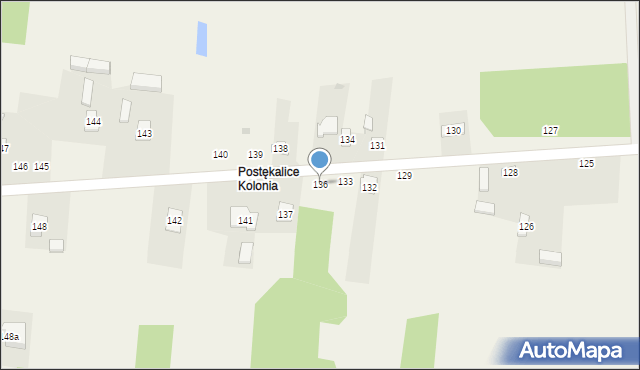 Postękalice, Postękalice, 136, mapa Postękalice