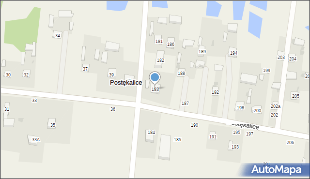 Postękalice, Postękalice, 183, mapa Postękalice