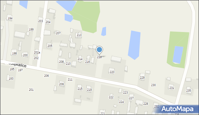 Postękalice, Postękalice, 218, mapa Postękalice