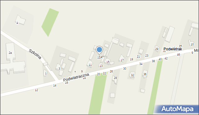 Poświętne, Podwiatraczna, 11A, mapa Poświętne