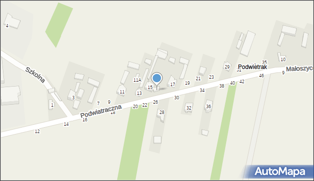 Poświętne, Podwiatraczna, 15a, mapa Poświętne