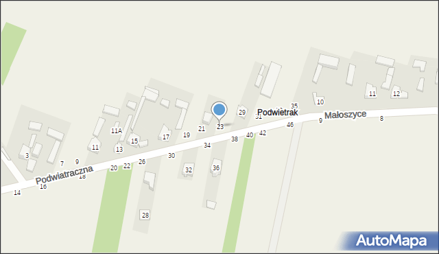 Poświętne, Podwiatraczna, 23, mapa Poświętne